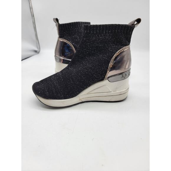 Michael Kors Neoflex Wedge Heel Boots Toddler Girls Size 11 Black Metallic - Picture 5 of 7